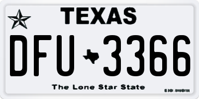 TX license plate DFU3366