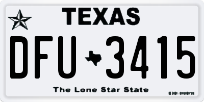 TX license plate DFU3415