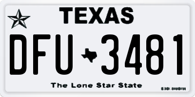 TX license plate DFU3481