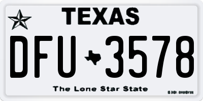 TX license plate DFU3578