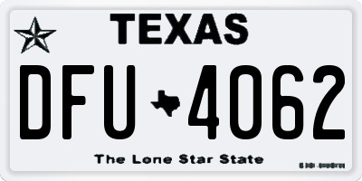 TX license plate DFU4062