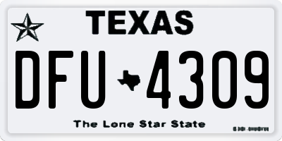 TX license plate DFU4309
