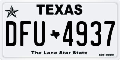 TX license plate DFU4937
