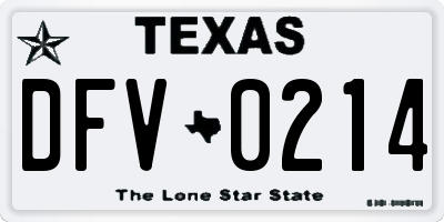 TX license plate DFV0214
