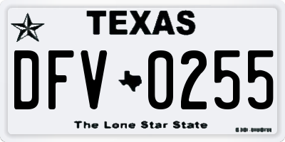 TX license plate DFV0255
