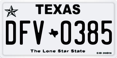 TX license plate DFV0385