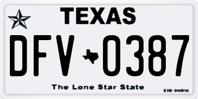 TX license plate DFV0387