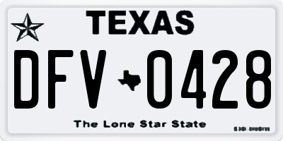 TX license plate DFV0428
