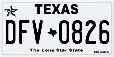 TX license plate DFV0826