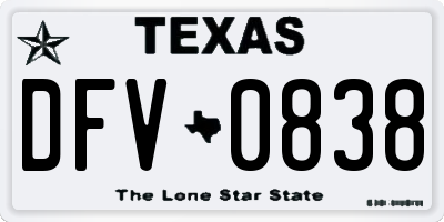 TX license plate DFV0838