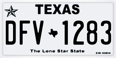 TX license plate DFV1283