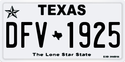 TX license plate DFV1925
