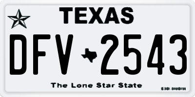 TX license plate DFV2543