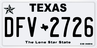 TX license plate DFV2726