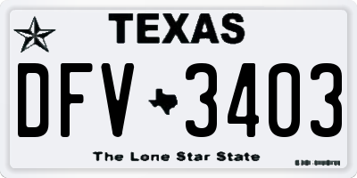 TX license plate DFV3403