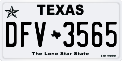 TX license plate DFV3565