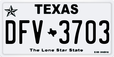TX license plate DFV3703