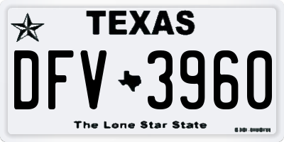 TX license plate DFV3960