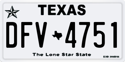 TX license plate DFV4751