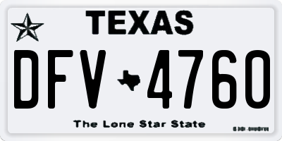 TX license plate DFV4760