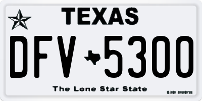 TX license plate DFV5300