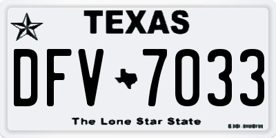 TX license plate DFV7033