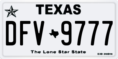 TX license plate DFV9777
