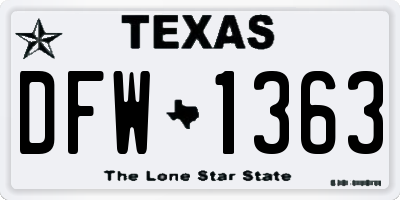 TX license plate DFW1363