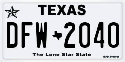 TX license plate DFW2040