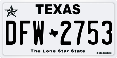 TX license plate DFW2753