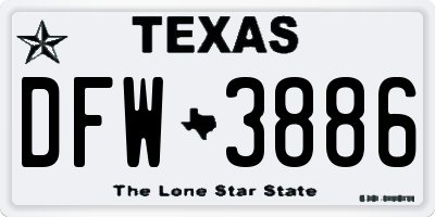 TX license plate DFW3886