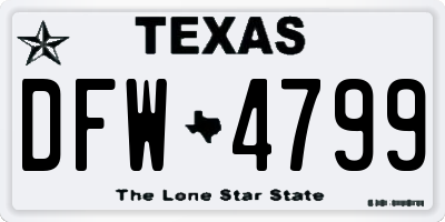 TX license plate DFW4799
