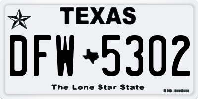 TX license plate DFW5302