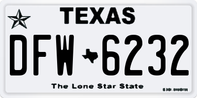 TX license plate DFW6232
