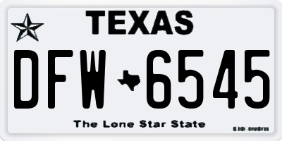TX license plate DFW6545