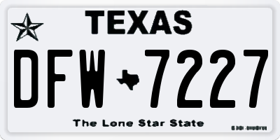 TX license plate DFW7227