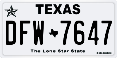 TX license plate DFW7647