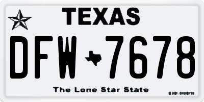 TX license plate DFW7678