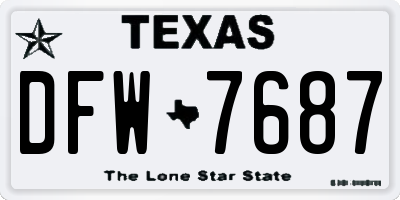 TX license plate DFW7687
