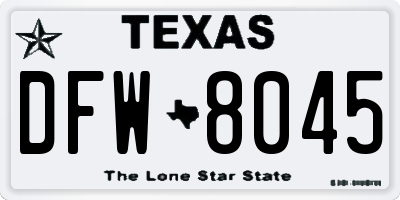 TX license plate DFW8045