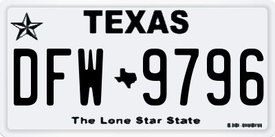 TX license plate DFW9796