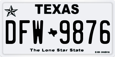 TX license plate DFW9876