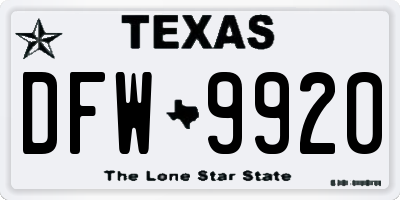 TX license plate DFW9920