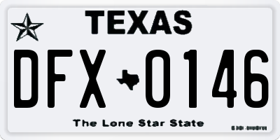 TX license plate DFX0146