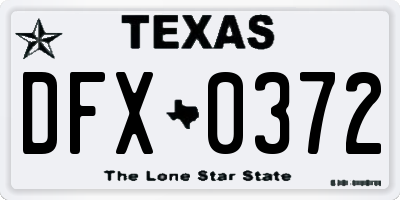 TX license plate DFX0372