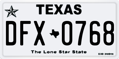 TX license plate DFX0768