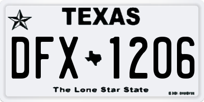 TX license plate DFX1206