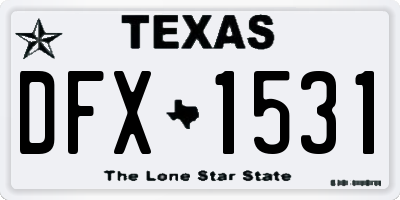 TX license plate DFX1531