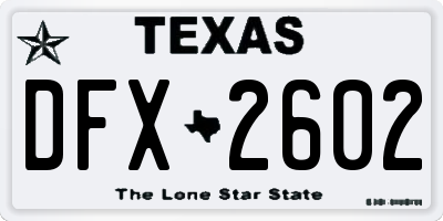 TX license plate DFX2602