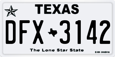 TX license plate DFX3142